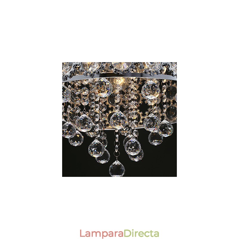 Lámpara de araña de cristal transparente K9 con 4 luces y diseño de girasol