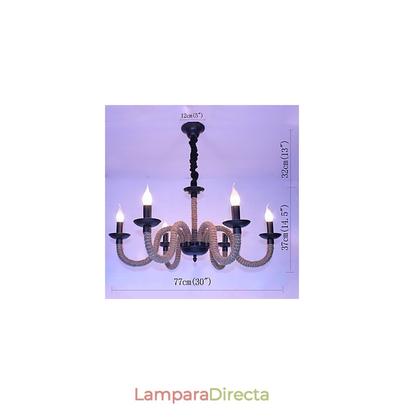 Lámparas de hierro vintage estilo loft industrial, estilo viento, para tiendas, candelabros de cuerda.