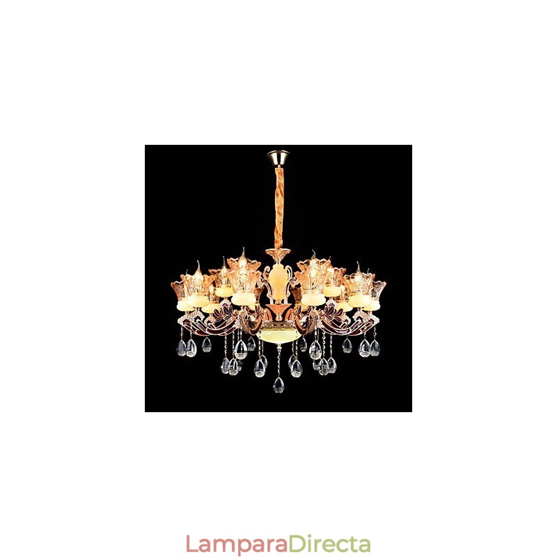 Lámpara colgante de aleación de zinc con cristal, estilo mini, de metal, para interiores y tiendas, 15 bombillas.
