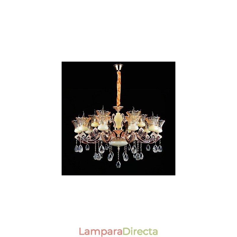 Lámpara colgante de aleación de zinc con cristal, estilo mini, de metal, para interiores y tiendas, 15 bombillas.