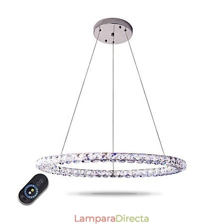 Lámpara colgante de cristal con forma de anillo moderna, lámpara de techo de cristal moderna, accesorios de lámpara de interior, regulable con control remoto Lámpara colgante de cristal con forma de anillo moderna, lámpara de techo de cristal moderna, accesorios de lámpara de interior, regulable con control remoto