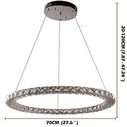 Lámpara colgante de cristal con forma de anillo moderna, lámpara de techo de cristal moderna, accesorios de lámpara de interior, regulable con control remoto