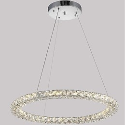 Lámpara colgante de cristal con forma de anillo moderna, lámpara de techo de cristal moderna, accesorios de lámpara de interior, regulable con control remoto