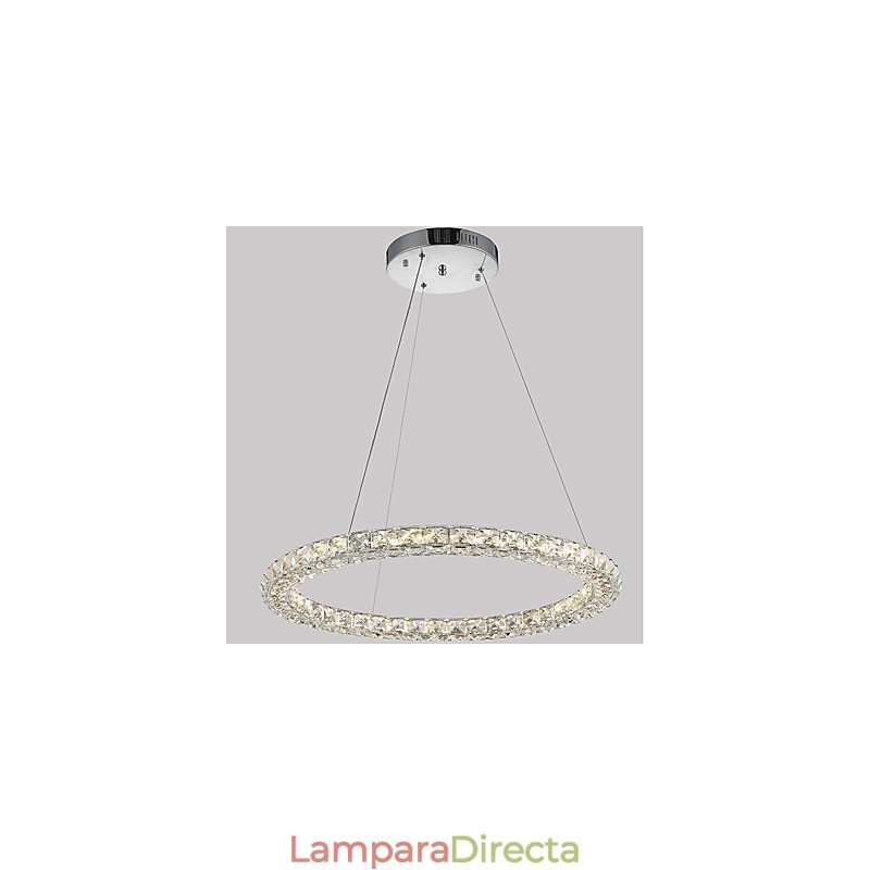 Lámpara colgante de cristal con forma de anillo moderna, lámpara de techo de cristal moderna, accesorios de lámpara de interior, regulable con control remoto