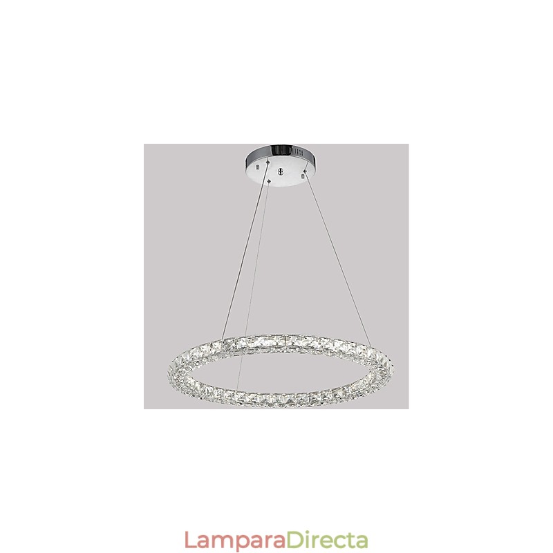 Lámpara colgante de cristal con forma de anillo moderna, lámpara de techo de cristal moderna, accesorios de lámpara de interior, regulable con control remoto