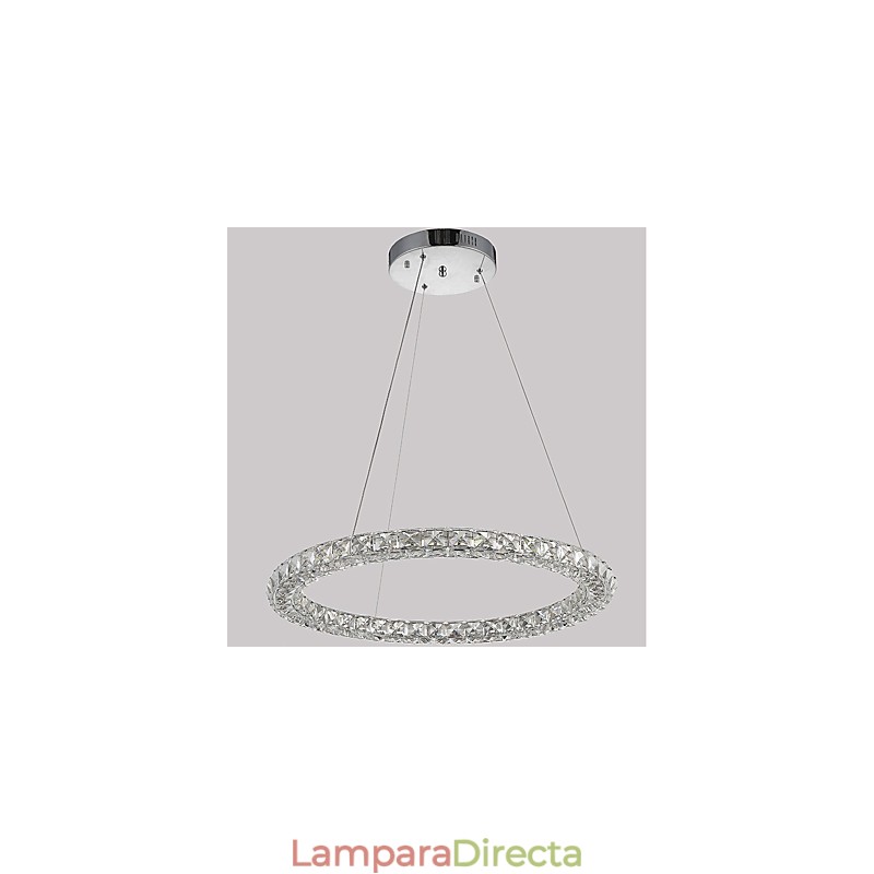 Lámpara colgante de cristal con forma de anillo moderna, lámpara de techo de cristal moderna, accesorios de lámpara de interior, regulable con control remoto
