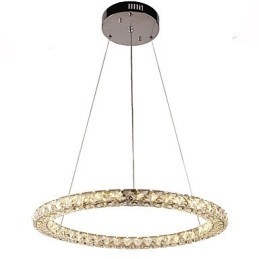 Lámpara colgante de cristal con forma de anillo moderna, lámpara de techo de cristal moderna, accesorios de lámpara de interior, regulable con control remoto