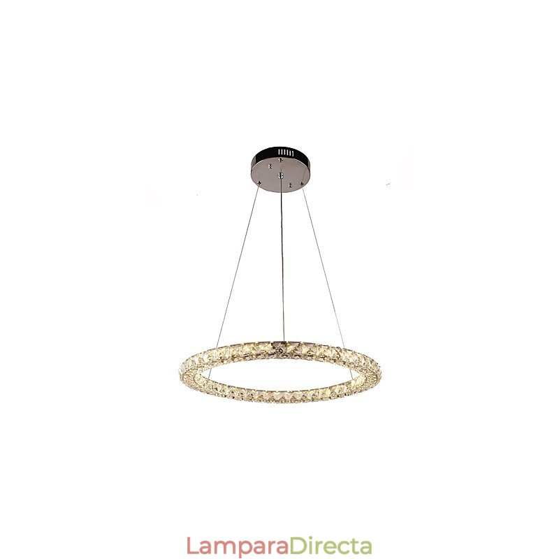 Lámpara colgante de cristal con forma de anillo moderna, lámpara de techo de cristal moderna, accesorios de lámpara de interior, regulable con control remoto