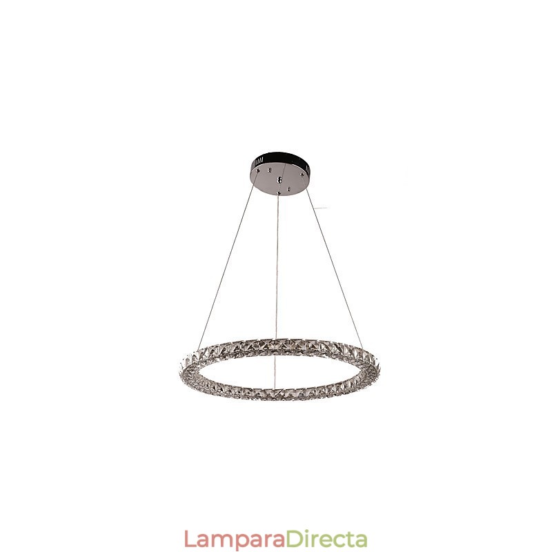 Lámpara colgante de cristal con forma de anillo moderna, lámpara de techo de cristal moderna, accesorios de lámpara de interior, regulable con control remoto