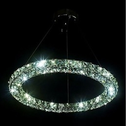 Lámpara colgante de cristal con forma de anillo moderna, lámpara de techo de cristal moderna, accesorios de lámpara de interior, regulable con control remoto