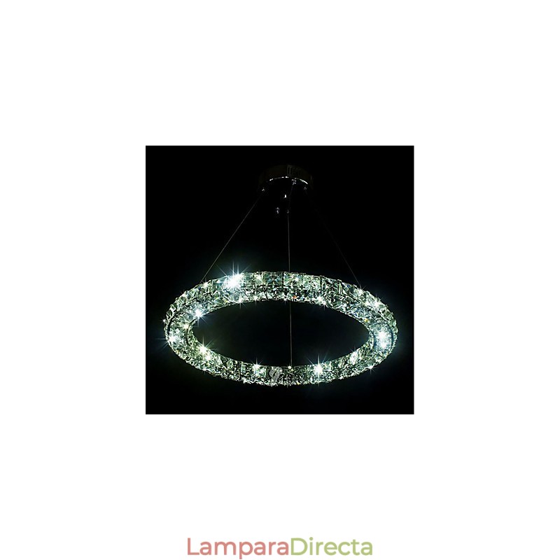 Lámpara colgante de cristal con forma de anillo moderna, lámpara de techo de cristal moderna, accesorios de lámpara de interior, regulable con control remoto