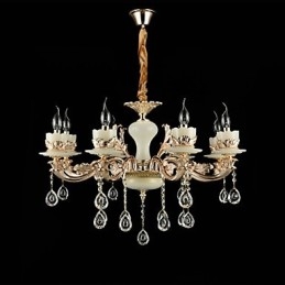 Lámpara de araña de metal estilo mini de cristal con 8 bombillas, con una aleación de zinc clásica tradicional.