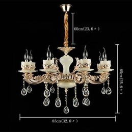 Lámpara de araña de metal estilo mini de cristal con 8 bombillas, con una aleación de zinc clásica tradicional.