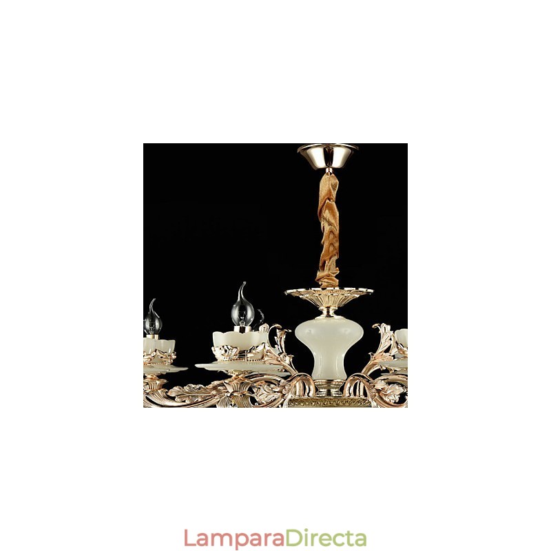 Lámpara de araña de metal estilo mini de cristal con 8 bombillas, con una aleación de zinc clásica tradicional.