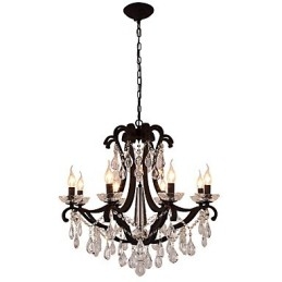 Lámpara de araña de cristal de 8 luces, moderna, contemporánea, tradicional, clásica, rústica, estilo cabaña, vintage, retro, con farol y tambor, estilo campestre.