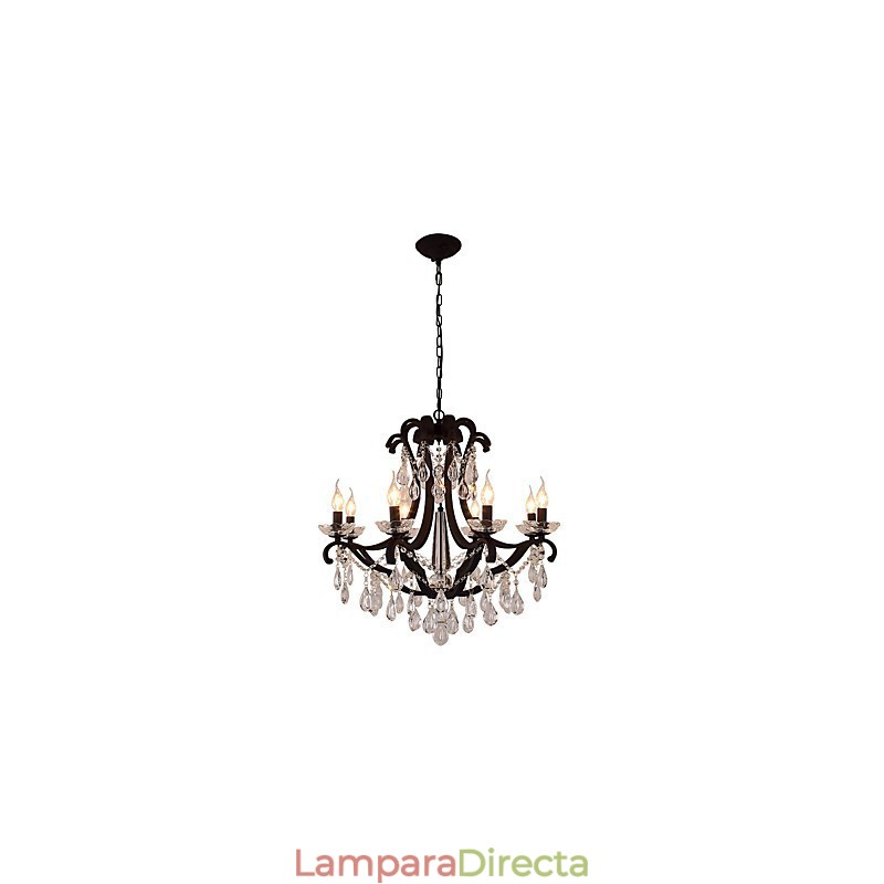 Lámpara de araña de cristal de 8 luces, moderna, contemporánea, tradicional, clásica, rústica, estilo cabaña, vintage, retro, con farol y tambor, estilo campestre.