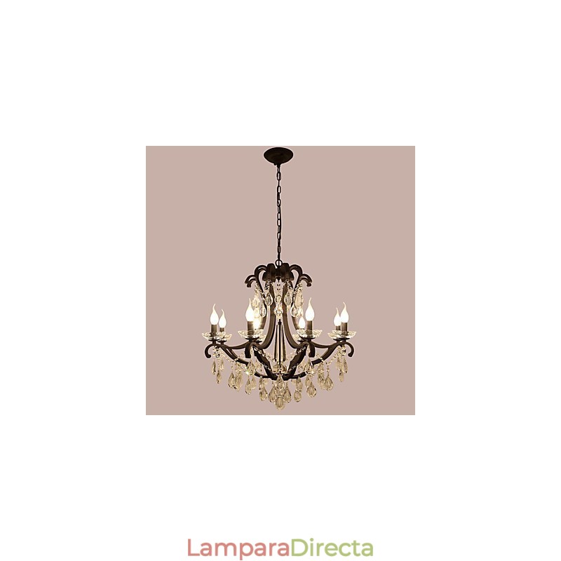 Lámpara de araña de cristal de 8 luces, moderna, contemporánea, tradicional, clásica, rústica, estilo cabaña, vintage, retro, con farol y tambor, estilo campestre.