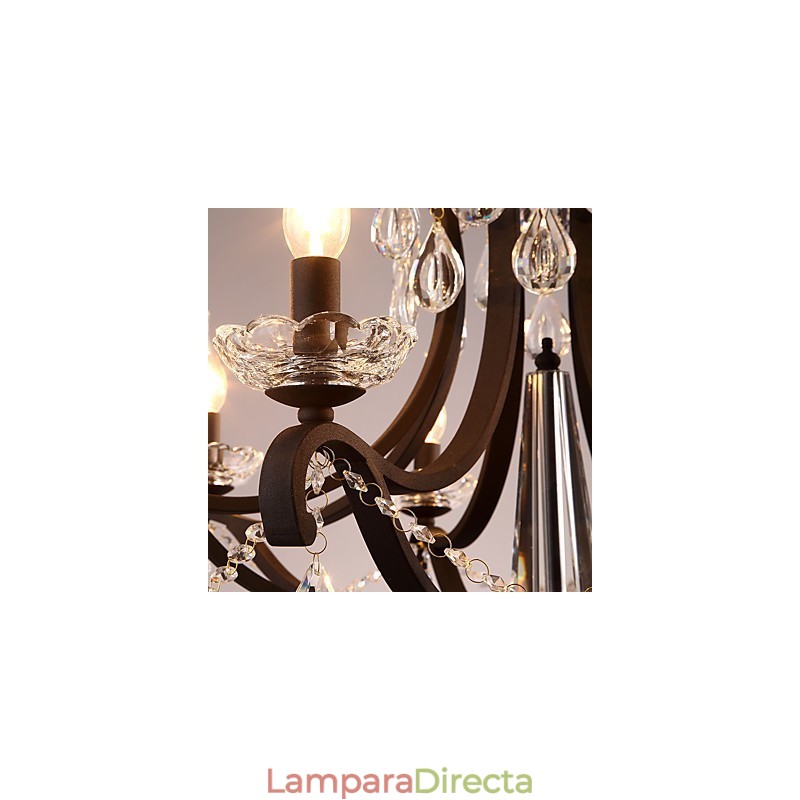 Lámpara de araña de cristal de 8 luces, moderna, contemporánea, tradicional, clásica, rústica, estilo cabaña, vintage, retro, con farol y tambor, estilo campestre.