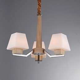 Lámpara de araña de bambú de madera con acabado galvanizado moderno y contemporáneo