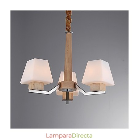 Lámpara de araña de bambú de madera con acabado galvanizado moderno y contemporáneo Lámpara de araña de bambú de madera con acabado galvanizado moderno y contemporáneo