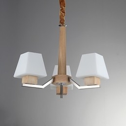 Lámpara de araña de bambú de madera con acabado galvanizado moderno y contemporáneo