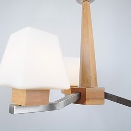 Lámpara de araña de bambú de madera con acabado galvanizado moderno y contemporáneo
