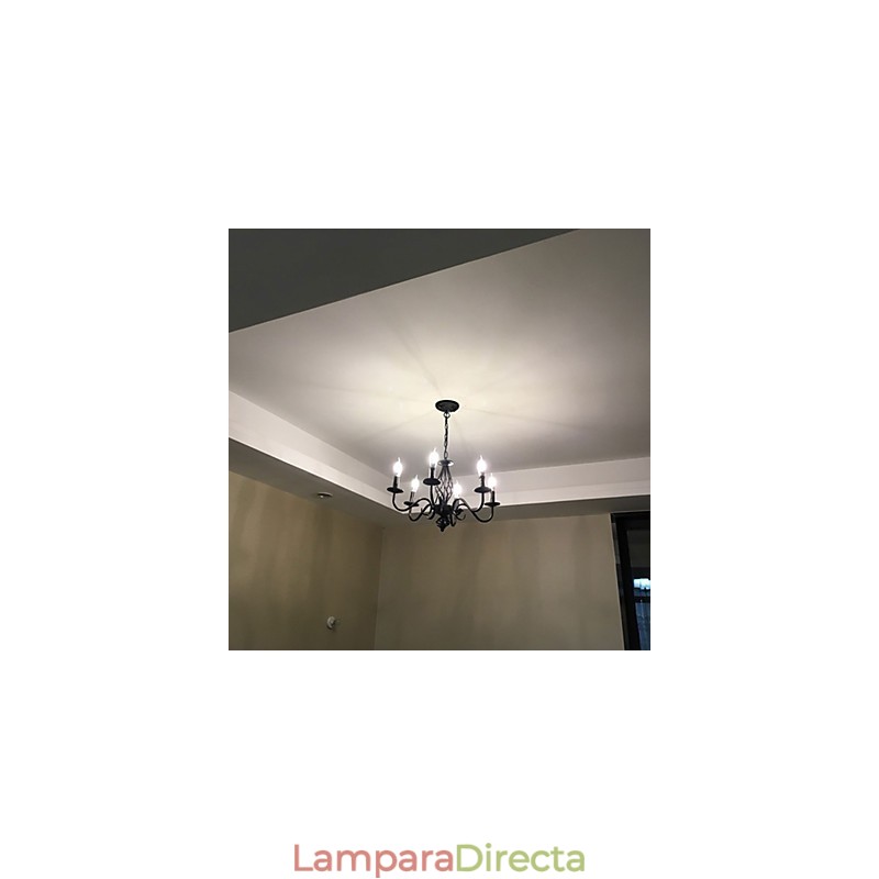 Lámpara de araña de metal con 6 focos para interiores, estilo vela, estilo chic y moderno.
