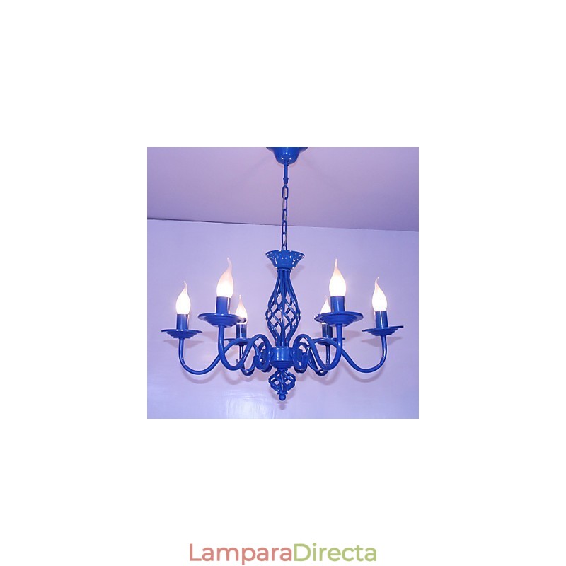 Lámpara de araña de metal con 6 focos para interiores, estilo vela, estilo chic y moderno.