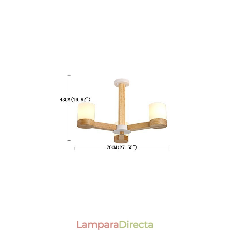 Lámpara de araña de 3 luces, moderna, contemporánea, tradicional, clásica, vintage, estilo campestre, de madera.