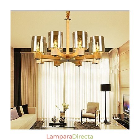 Lámpara colgante de moda Mesa de madera Cubierta de vidrio