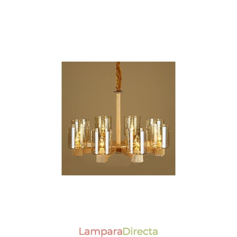 Lámpara colgante de moda Mesa de madera Cubierta de vidrio