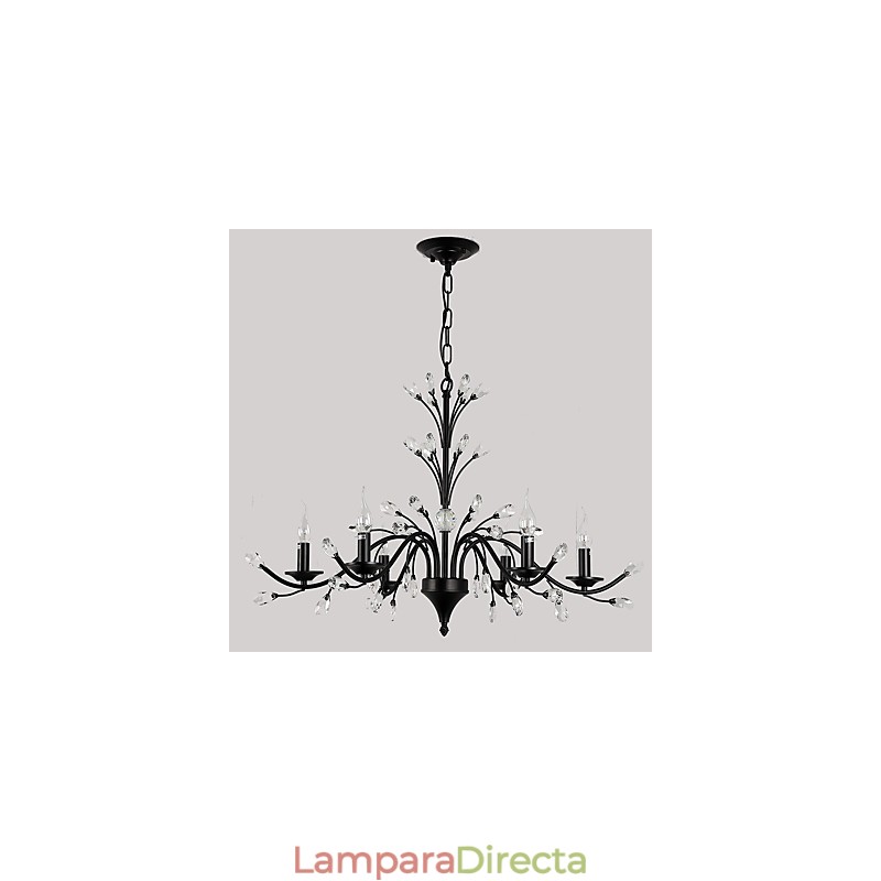 Lámpara de araña de cristal de 6 luces, moderna, contemporánea, tradicional, clásica, vintage, retro, estilo campestre, con pintura característica.