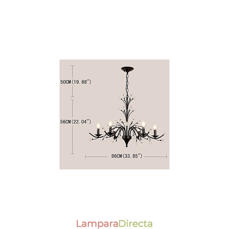 Lámpara de araña de cristal de 6 luces, moderna, contemporánea, tradicional, clásica, vintage, retro, estilo campestre, con pintura característica.