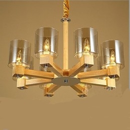 Lámpara colgante de moda Mesa de madera Cubierta de vidrio