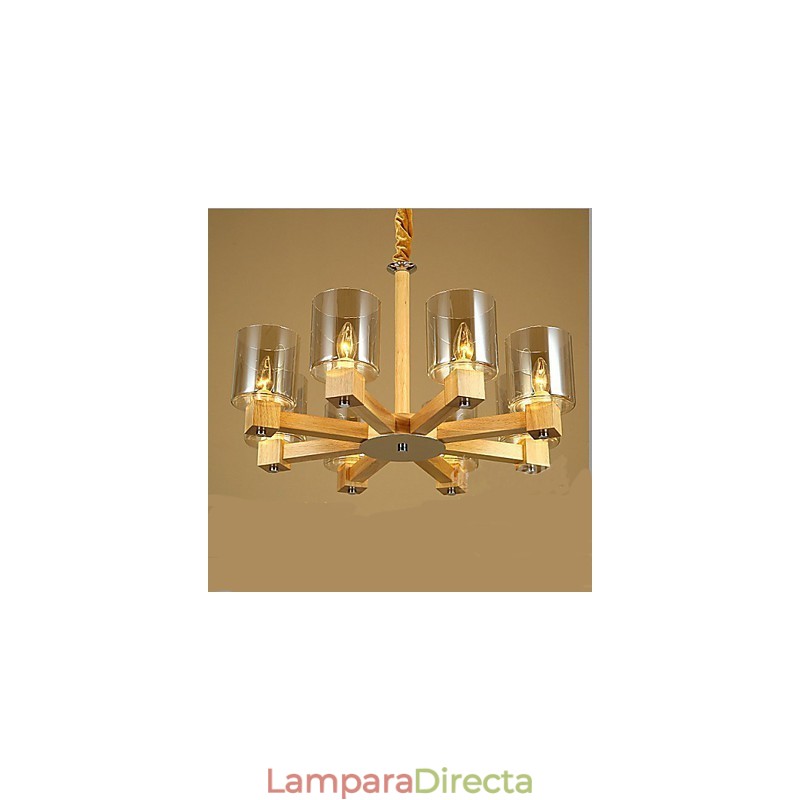Lámpara colgante de moda Mesa de madera Cubierta de vidrio