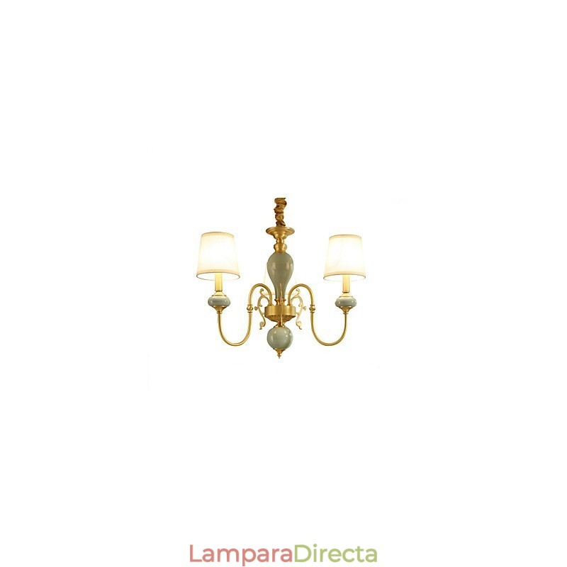 Lámpara de araña de metal de estilo mini con 3 bombillas, estilo clásico tradicional de latón campestre.