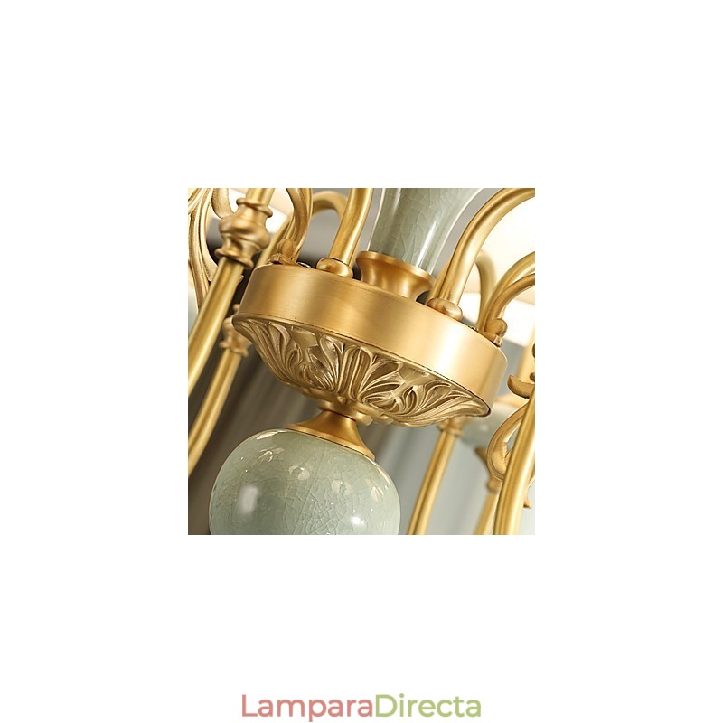 Lámpara de araña de metal de estilo mini con 3 bombillas, estilo clásico tradicional de latón campestre.