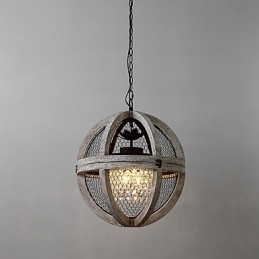 Lámpara colgante vintage de metal estilo americano industrial estilo loft con pintura de madera en color para decorar interiores.