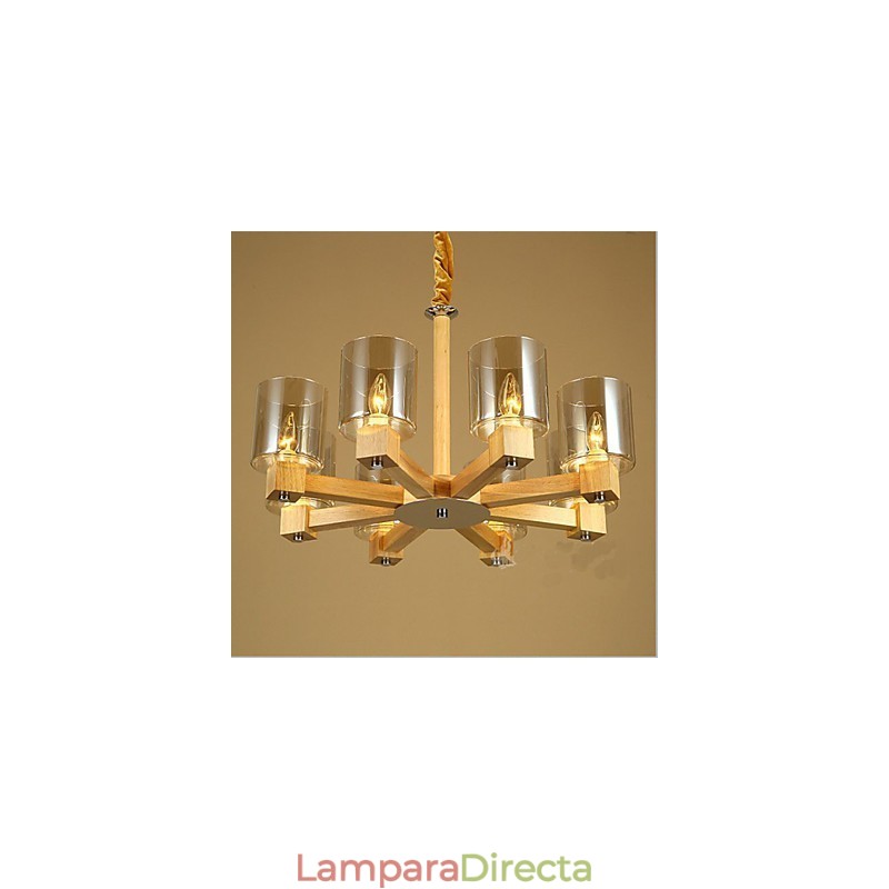 Lámpara colgante de moda Mesa de madera Cubierta de vidrio
