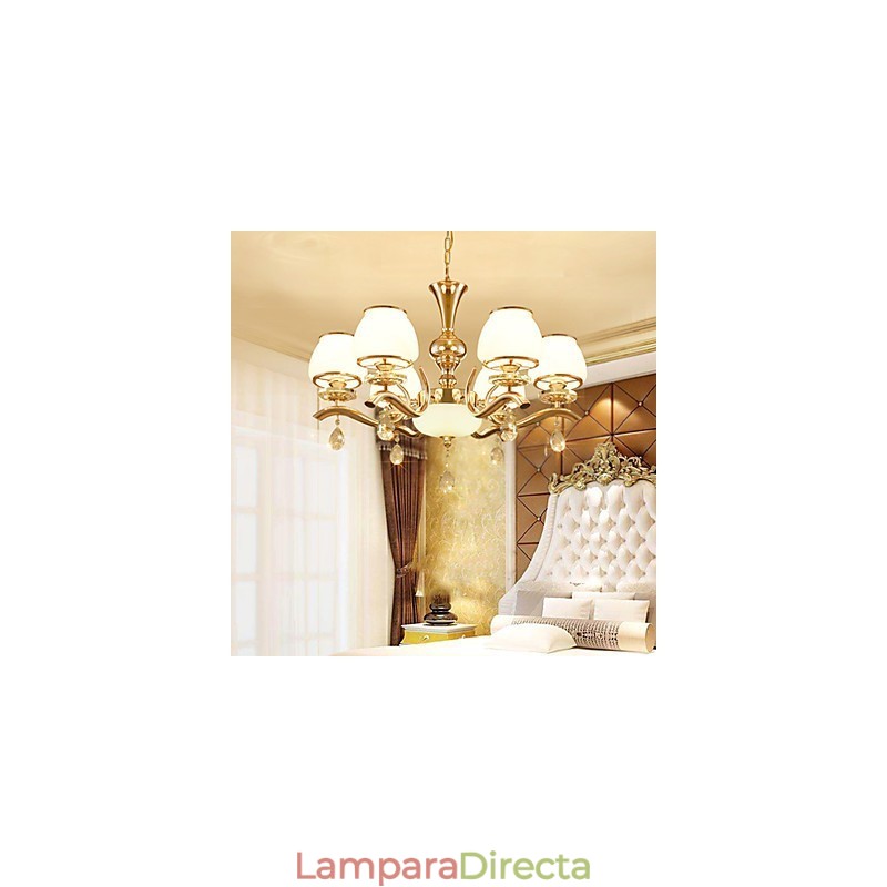 Lámpara de araña moderna contemporánea galvanizada con característica de metal de cristal