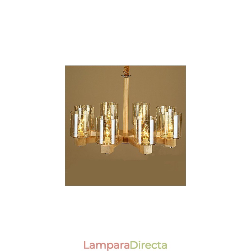 Lámpara colgante de moda Mesa de madera Cubierta de vidrio