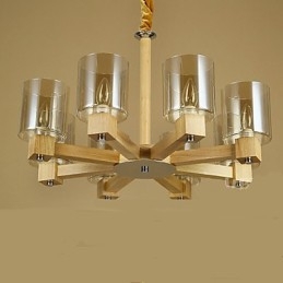 Lámpara colgante de moda Mesa de madera Cubierta de vidrio