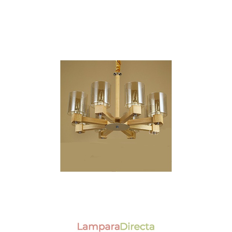 Lámpara colgante de moda Mesa de madera Cubierta de vidrio