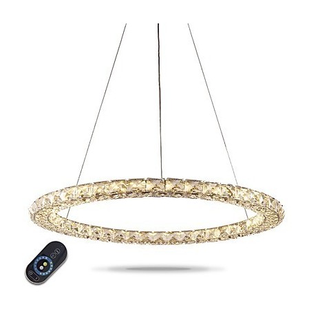 Lámpara colgante de cristal de anillo, moderna lámpara de techo de cristal, accesorios de lámpara de interior, regulable con control remoto Lámpara colgante de cristal de anillo, moderna lámpara de techo de cristal, accesorios de lámpara de interior, regulable con control remoto