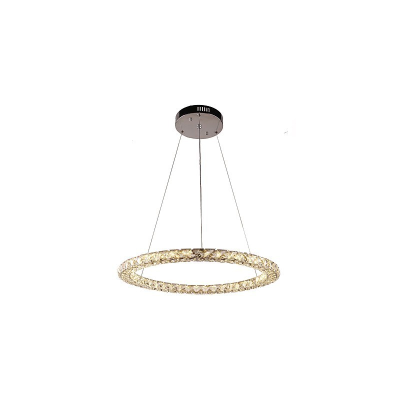 Lámpara colgante de cristal de anillo, moderna lámpara de techo de cristal, accesorios de lámpara de interior, regulable con control remoto