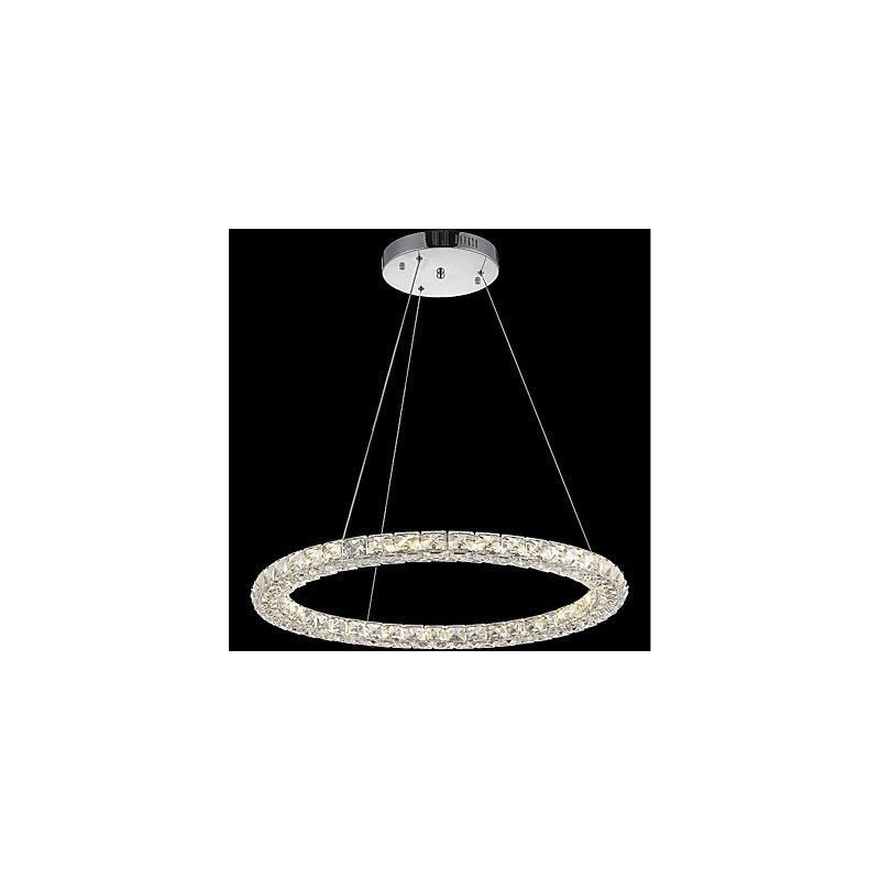 Lámpara colgante de cristal de anillo, moderna lámpara de techo de cristal, accesorios de lámpara de interior, regulable con control remoto