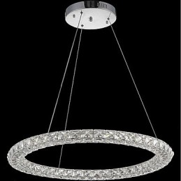 Lámpara colgante de cristal de anillo, moderna lámpara de techo de cristal, accesorios de lámpara de interior, regulable con control remoto
