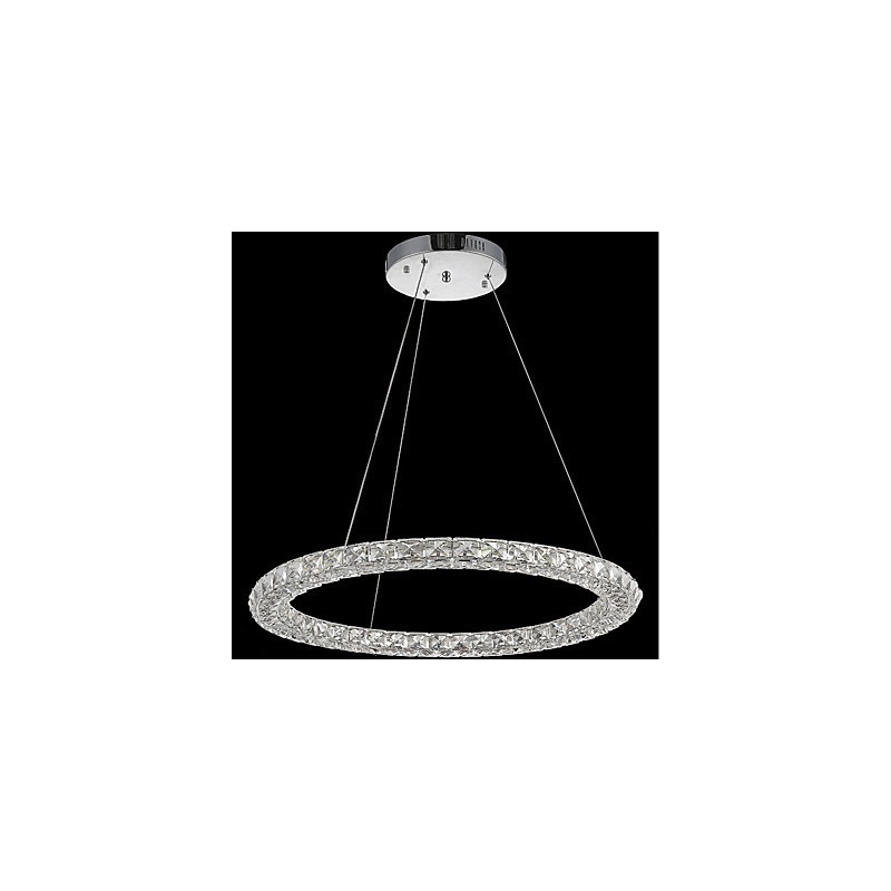 Lámpara colgante de cristal de anillo, moderna lámpara de techo de cristal, accesorios de lámpara de interior, regulable con control remoto