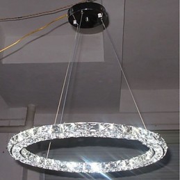 Lámpara colgante de cristal de anillo, moderna lámpara de techo de cristal, accesorios de lámpara de interior, regulable con control remoto