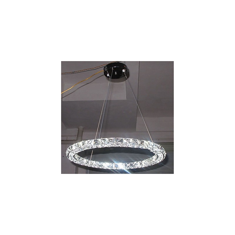 Lámpara colgante de cristal de anillo, moderna lámpara de techo de cristal, accesorios de lámpara de interior, regulable con control remoto